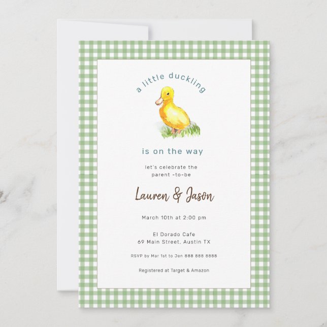 Cute Little duckling rustic Baby Shower Invitation (Front)