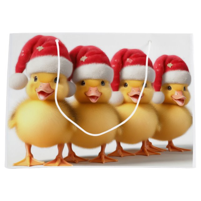 Cute little ducklings with santa hats large gift bag (Front)