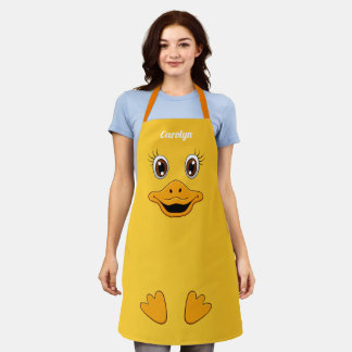 Cute Little Ducky Yellow Duck Face All-Over Print Apron