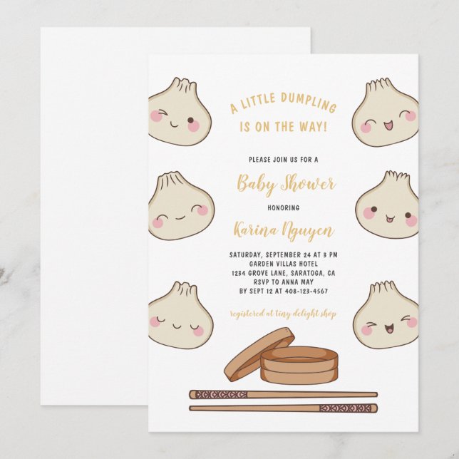 Cute Little Dumpling Baby Shower Invitation (Front/Back)