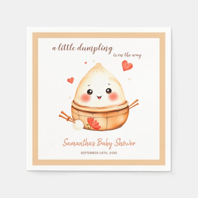 Cute Little Dumpling Watercolor Baby Shower Napkin (Front)
