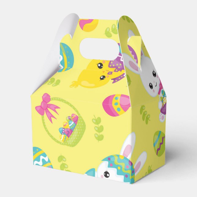 Cute Little Easter Bunny Egg Pattern Gift Favour Box (Front Side)