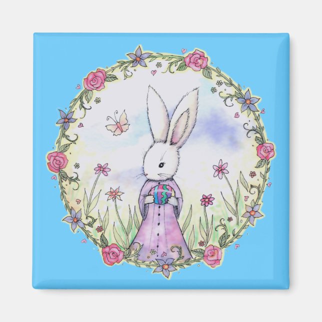 Cute Little Easter Bunny Rabbit Magnet (Front)