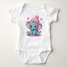 Cute Little Elephant Baby Bodysuit