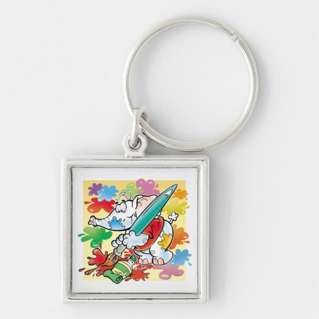 cute little elephant painting key ring (Front)