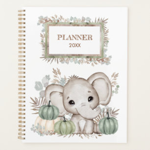 Cute Little Elephant With Pumpkins Planner
