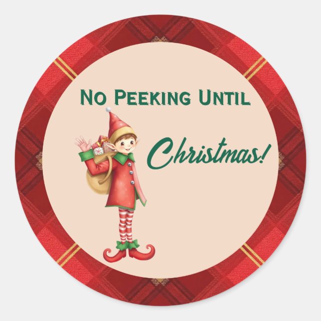 Cute Little Elves - Personalized Christmas  Classic Round Sticker (Front)