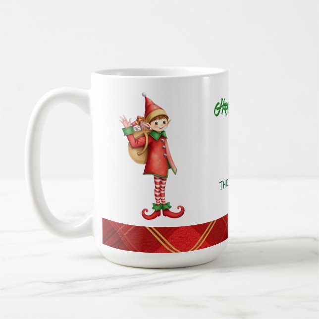 Cute Little Elves - Personalized Christmas  Coffee Mug (Left)