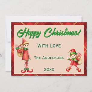 Cute Little Elves - Personalized Christmas Holiday Card