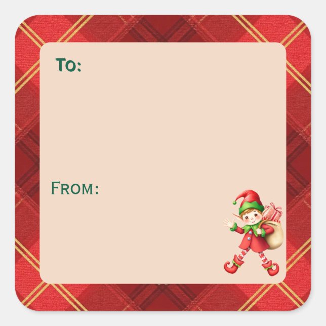 Cute Little Elves - Personalized Christmas  Square Sticker (Front)