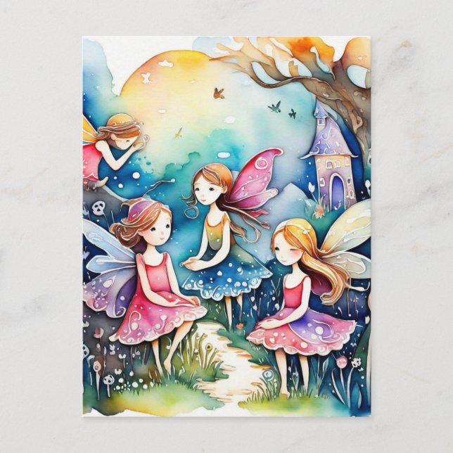 Cute little fairies in the field Card (Front)