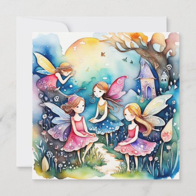 Cute little fairies in the field Card (Front)