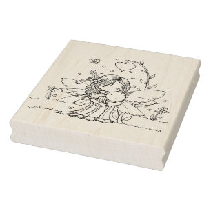 Cute Little Fairy Mother and Baby Rubber Stamp