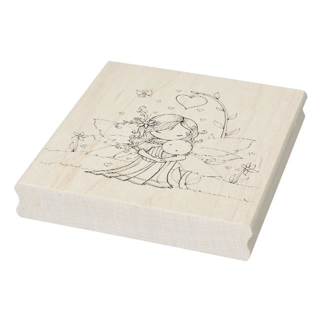 Cute Little Fairy Mother and Baby Rubber Stamp (Stamp)