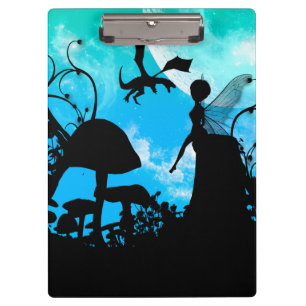 Cute little fairy with dragon clipboard