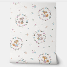Cute Little Fall Fox with flowers cream