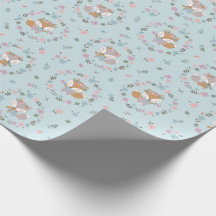 Cute Little Fall Fox with flowers in soft colours