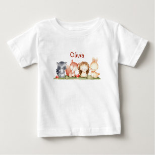 Cute Little Farm Animal Custom Name Personal Baby  Baby T-Shirt