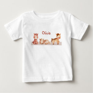 Cute Little Farm Animal Custom Name Personal Baby T-Shirt