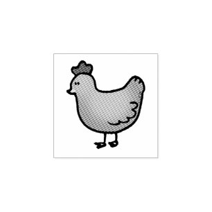 cute little farm chicken hen rubber stamp