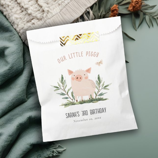 Cute Little Farm Pig Butterfly Kids Birthday Favour Bags (Creator Uploaded)