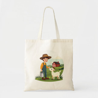 Cute Little Farmer Boy Goat Tote Bag