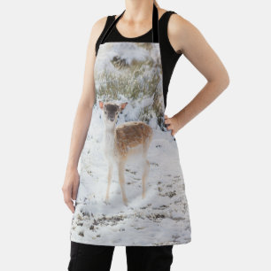Cute little Fawn in the Winter Snow 1 #animal#art  Apron