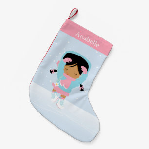 Cute Little Figure Skater Personalised Small Christmas Stocking