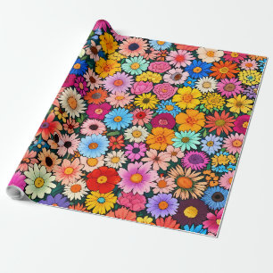Cute little flower heads wrapping paper