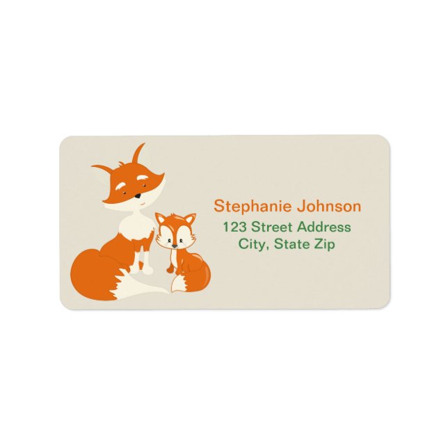 Cute little fox and Mum Address Labels (Front)
