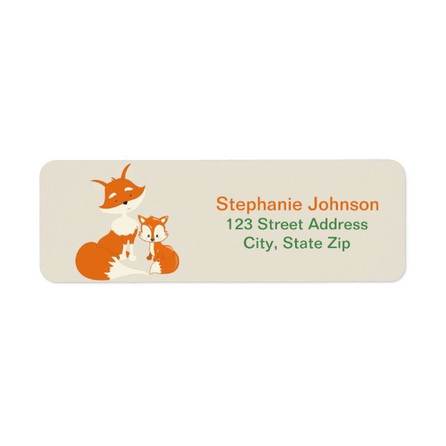 Cute little fox and Mum Return Address Labels (Front)