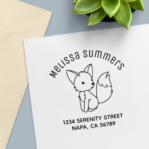 Cute Little Fox Arch Address Self-inking Stamp