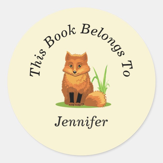 Cute Little Fox Back to School Classic Round Sticker (Front)