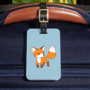 Cute Little Fox Blue Luggage Tag