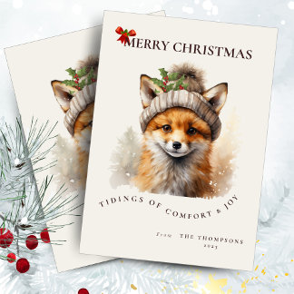 Cute Little Fox Christmas Greetings Card