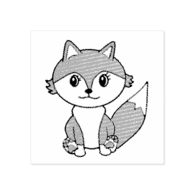 Cute Little Fox  Farm Animal Rubber Stamp (Imprint)