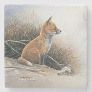 Cute Little Fox Fine Art Stone Coaster