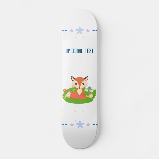 Cute Little Fox Fleece Blanket Skateboard (Front)