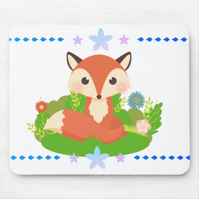 Cute Little Fox Mouse Mat (Front)