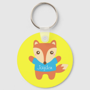 Cute Little Fox, Name, For Kids Key Ring