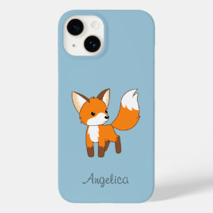 Cute Little Fox on Blue Case-Mate iPhone 14 Case