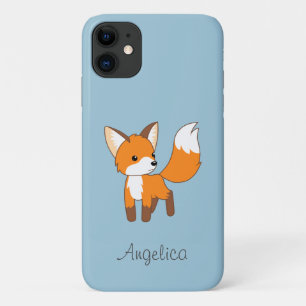 Cute Little Fox on Blue iPhone 11 Case