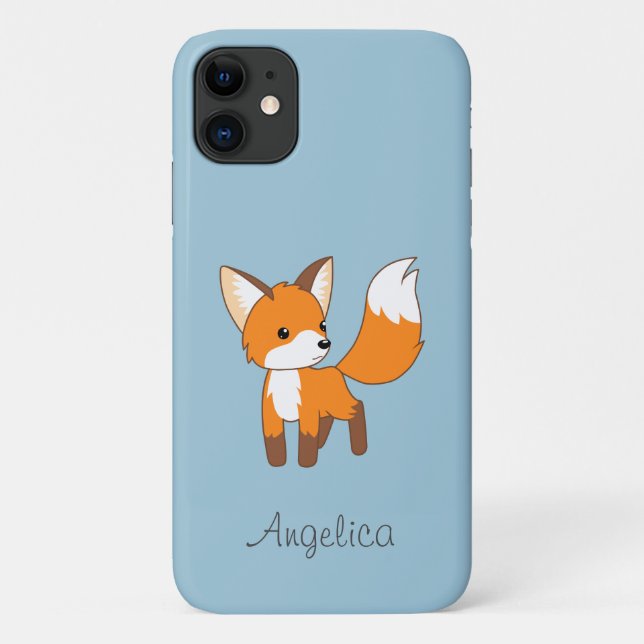 Cute Little Fox on Blue Case-Mate iPhone Case (Back)