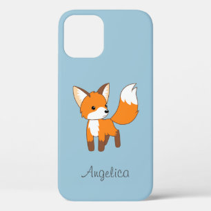 Cute Little Fox on Blue iPhone 12 Case