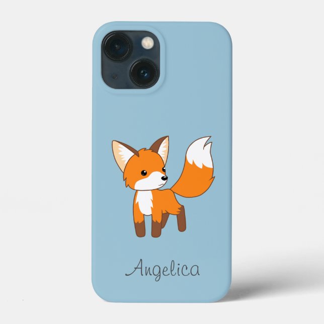 Cute Little Fox on Blue Case-Mate iPhone Case (Back)