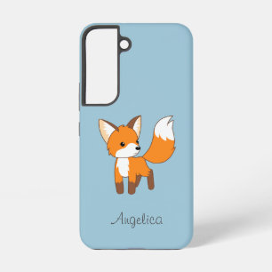 Cute Little Fox on Blue Samsung Galaxy Case