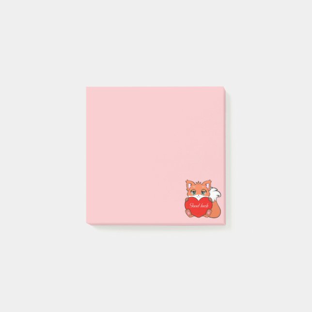 Cute Little Fox on Light Pink Notes (Front)