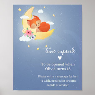 Cute little fox on the moon Time Capsule    Poster