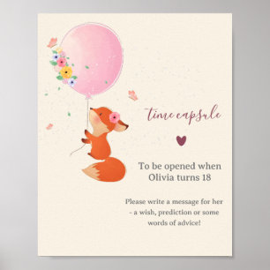 Cute little fox on the moon Time Capsule    Poster
