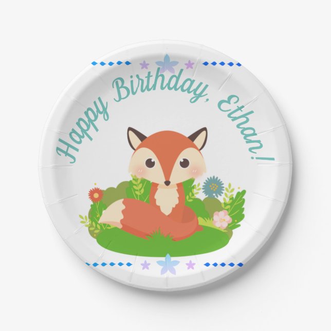 Cute Little Fox Paper Plate (Front)